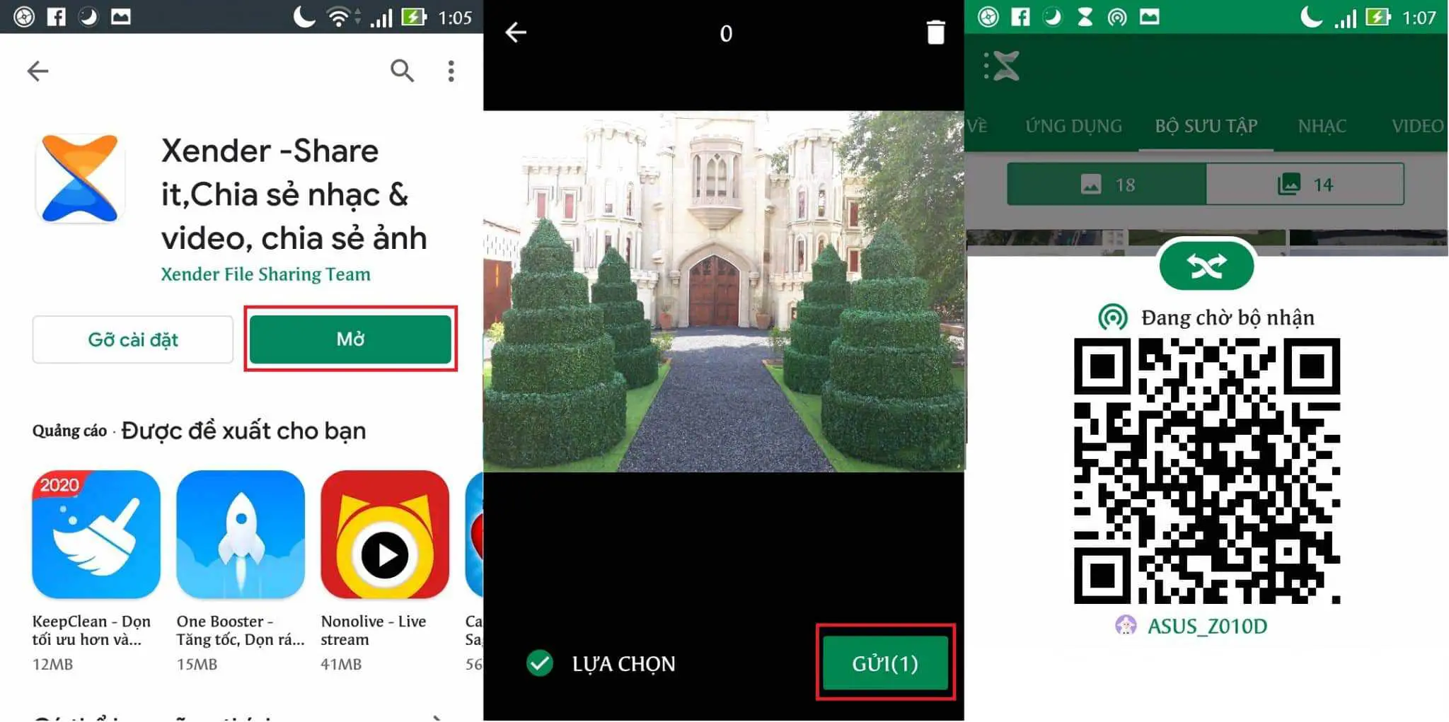 Sử dụng app Xender bước 1